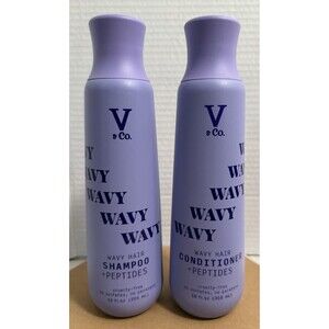 V&Co. Beauty WAVY Hair Shampoo & Conditioner +Peptides Set 12 oz ea. No Sulfates